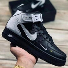 Custom Air Force 1 Black White Double Swoosh Mid