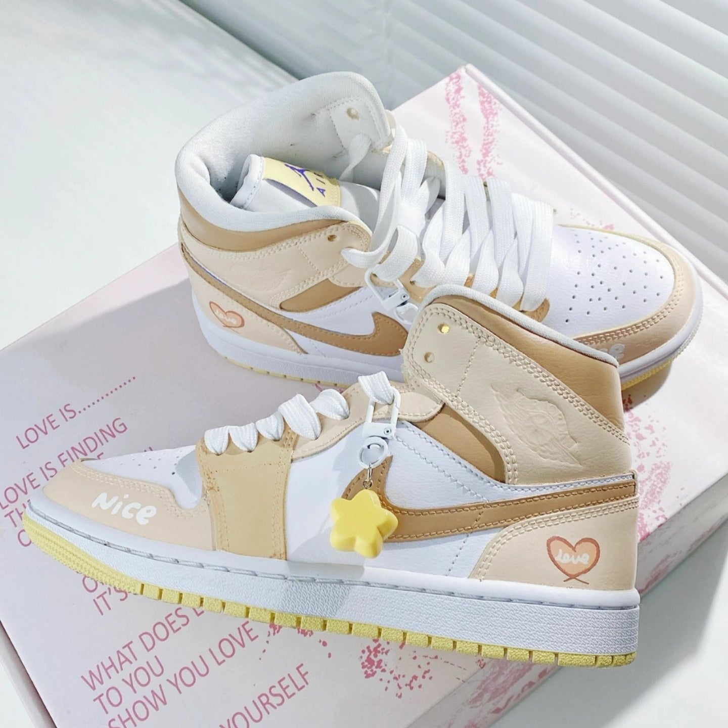 Custom Air Jordan 1 Light Yellow Khaki