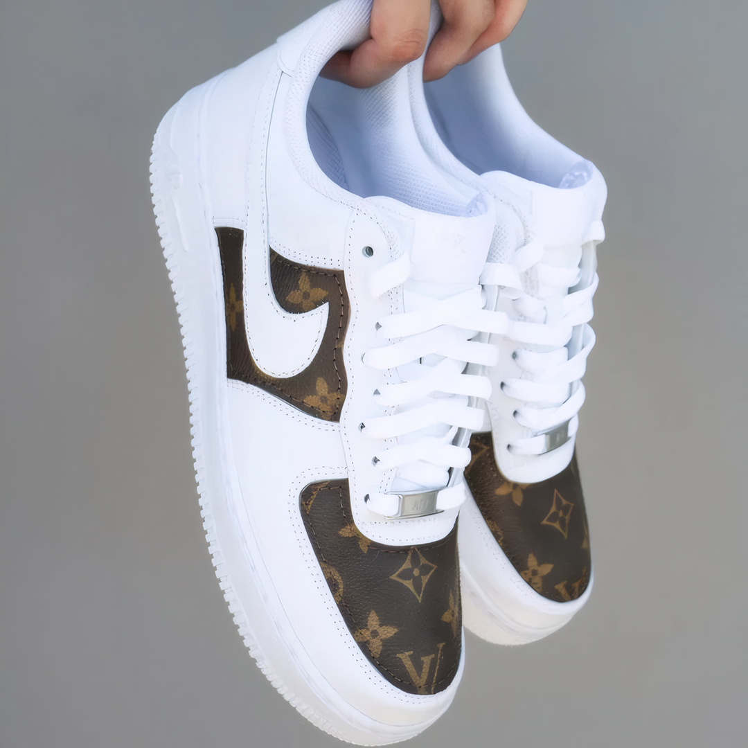 Custom Air Force 1 Chocolate Khaki LV Logo