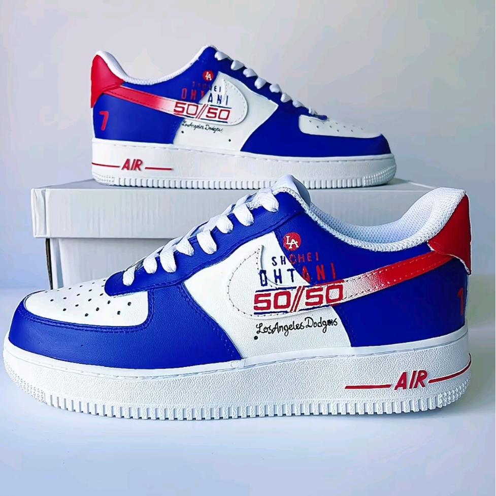 Custom Air Force 1 Blue Red White Los Angeles Dodgers MLB