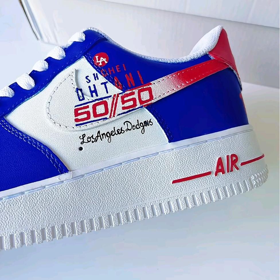 Custom Air Force 1 Blue Red White Los Angeles Dodgers MLB