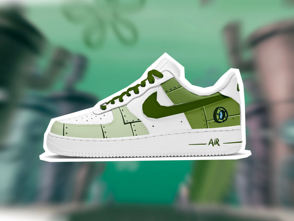 Custom Air Force 1 Bikini Bottom SpongeBob Theme Bronze Green Blue Pink