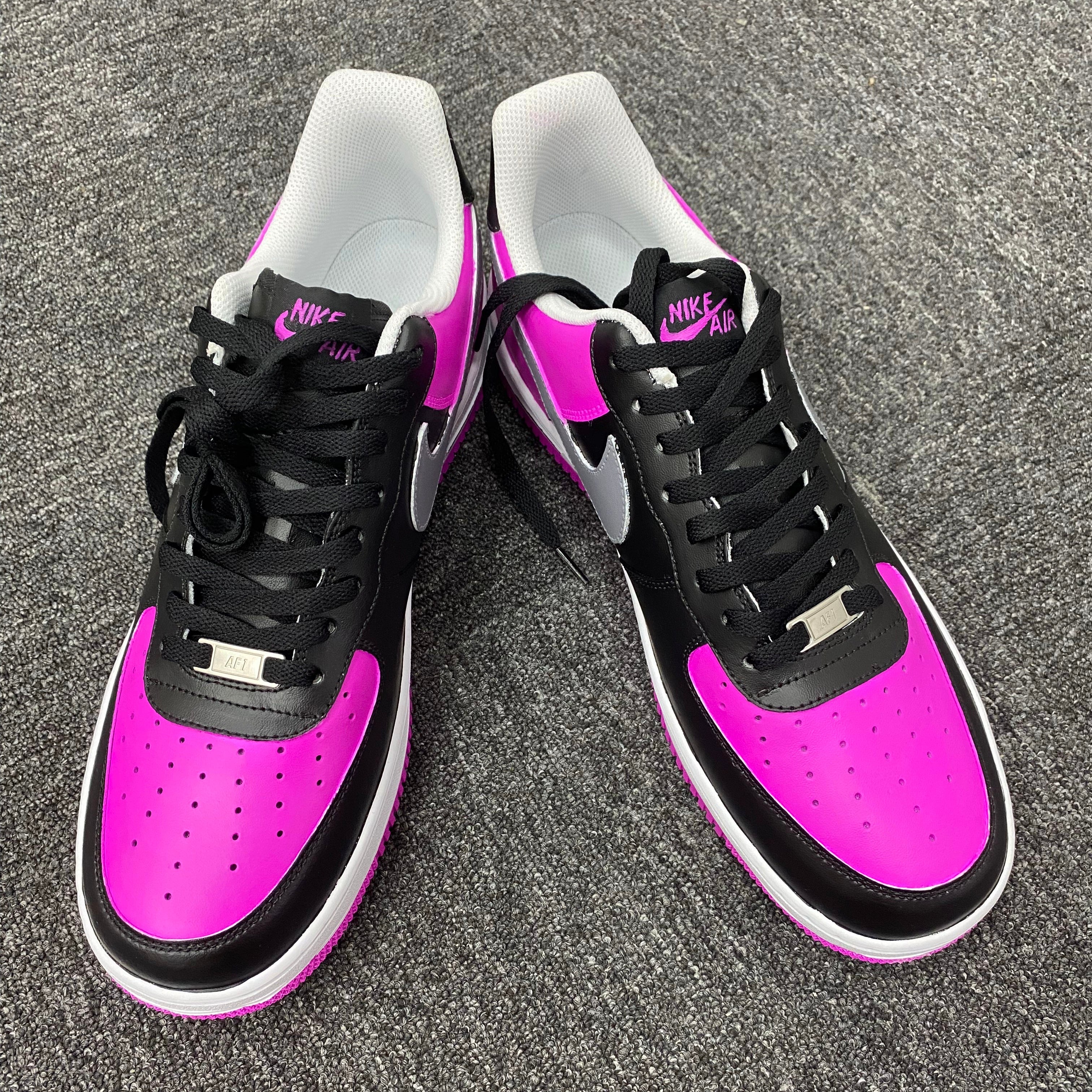 Custom Air Force 1  Bright Purple Black Grey Swoosh