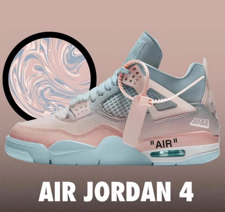 Custom Air Jordan 4 Pink Grey Blue Gradient