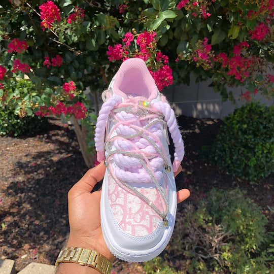 Hand Painted Pink Rhinestone Custom Air Force 1 Sneakers