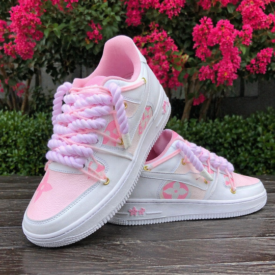 Pink Hand Painted Custom Air Force 1 Sneakers