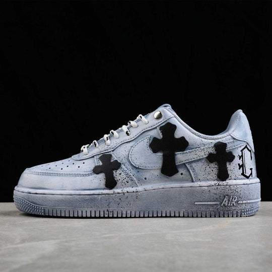 CUSTOM AIR FORCE 1 BLUE CHROME HEARTS