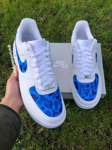 Custom Air Force 1 Light And Dark Blue Water Texture