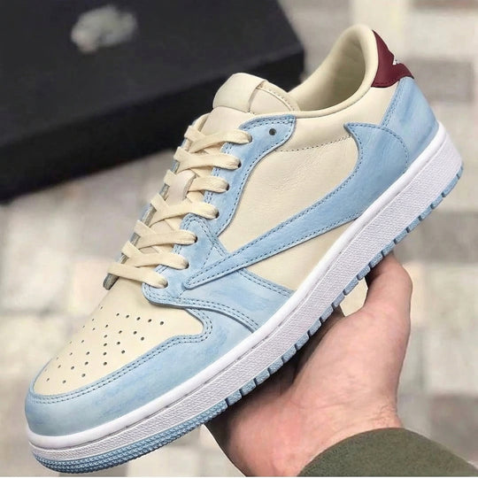 Travis Scott Custom Air Jordan 1 Baby Blue Cream Burgundy