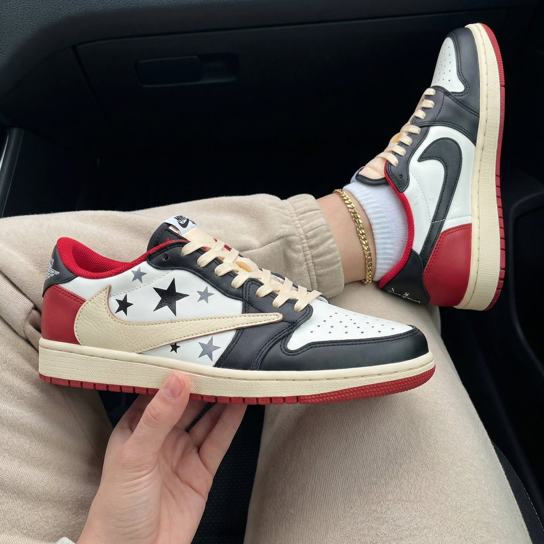 Travis Scott Custom Air Jordan 1 Black Red Beige Stars