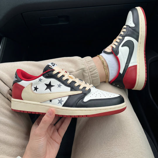 Travis Scott Custom Air Jordan 1 Black Red Beige Stars
