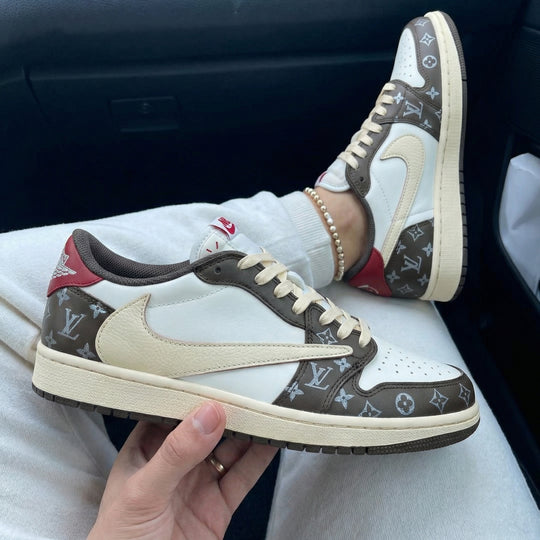 Travis Scott Custom Air Jordan 1 Brown Red LV Pattern