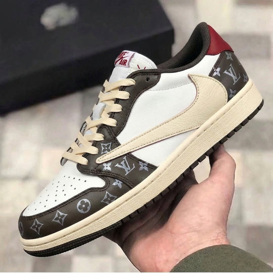 Travis Scott Custom Air Jordan 1 Brown Red LV Pattern