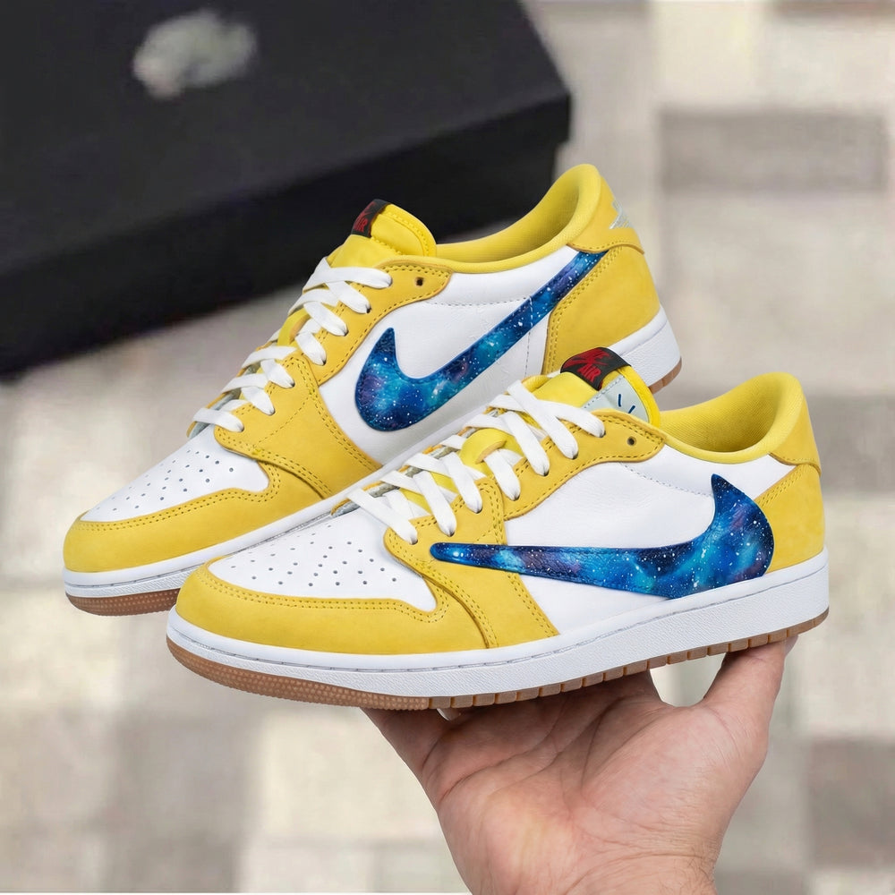 Travis Scott Custom Air Jordan 1 Yellow White Galaxy Design