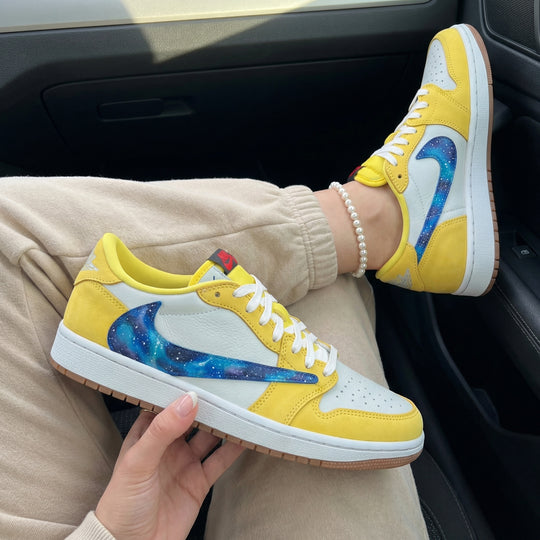 Travis Scott Custom Air Jordan 1 Yellow White Galaxy Design