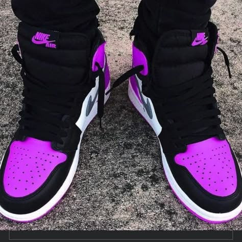 Custom Air Jordan 1 Black White Purple Grey