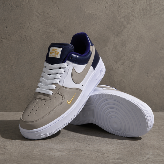 Hand Painted Custom Air Force 1 Grey Navy Sneakers