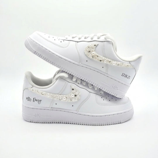 Weeding Custom Air Force 1 Pearl Embellished Swoosh Mrs Daisy