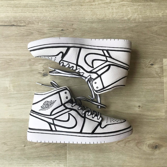 Custom Air Jordan 1 Cartoon Outline