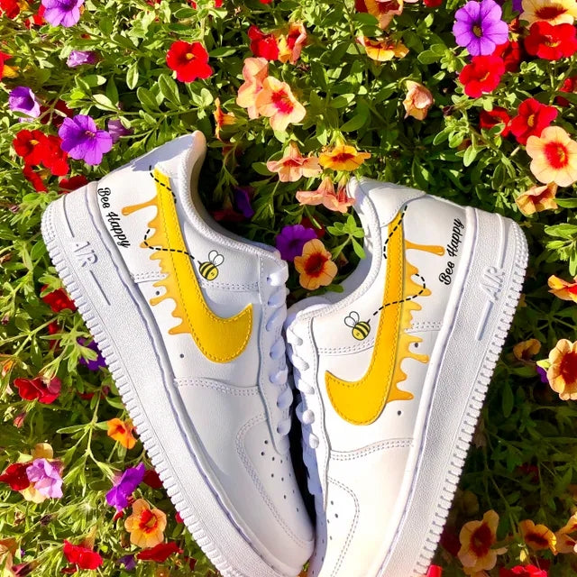 Custom Air Force 1 Bee Happy Honey Drip 🐝🍯