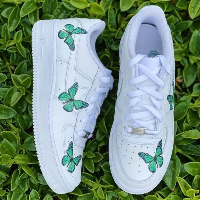 Custom Air Force 1 Mint Turquoise Butterfly