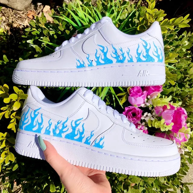 Custom Air Force 1 Blue Flame 💎🔥