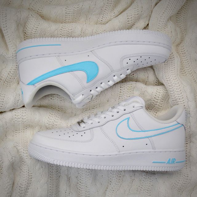 Blue Swoosh Outline Nike Air Force 1 Custom