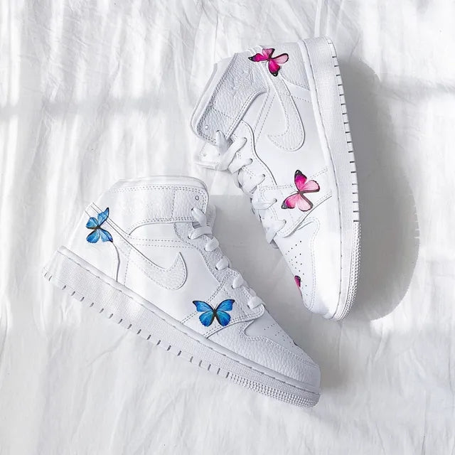 Custom Air Jordan 1 Butterfly Pink Blue