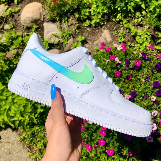 Custom Air Force 1 Green Blue Ombre 🧚🏻