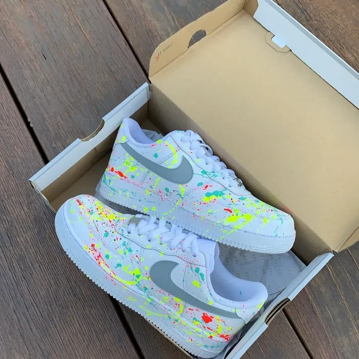 Nike Air Force 1 Silver swoosh Neon/Pinky Splash