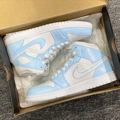 BABY BLUE SWOOSH AIR JORDAN 1 CUSTOM