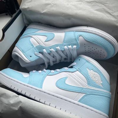 Baby Blue White Air Jordan 1 Custom