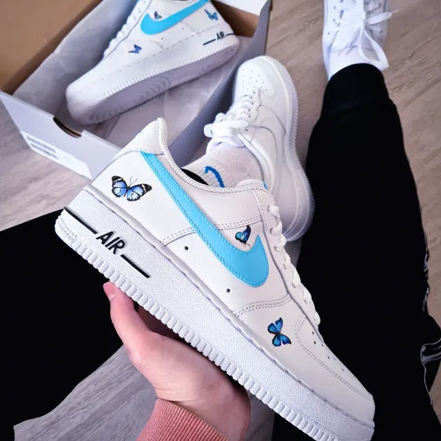 Nike Air Force 1 Blue Swoosh Butterfly