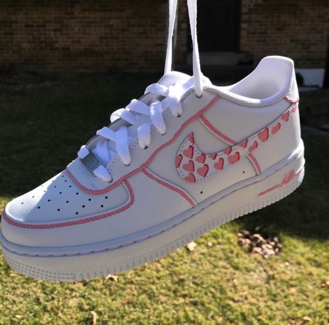 Pink Heart Custom Air Force 1s (Hand Painted)