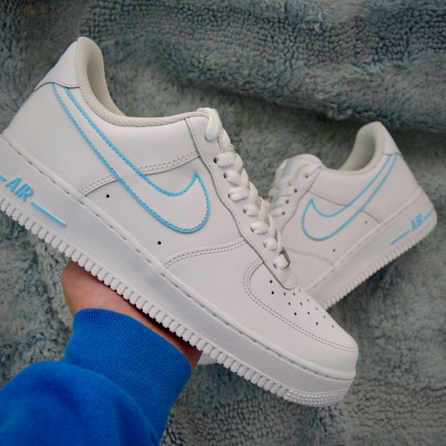 Blue Swoosh Outline Nike Air Force 1 Custom