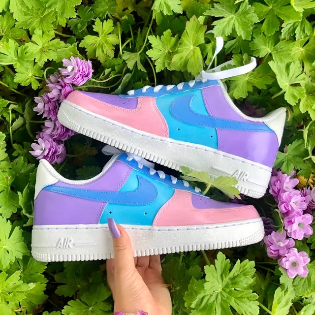 Custom Air Force 1 Candy Pastel Colorblock 🌸💜