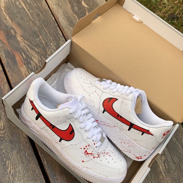 Nike Air Force 1Red Splash Raindrop