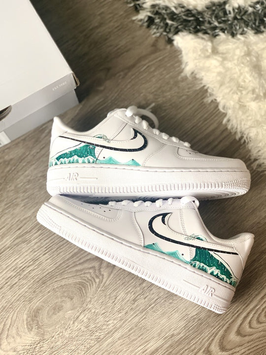 Custom Air Force 1 All White Ocean