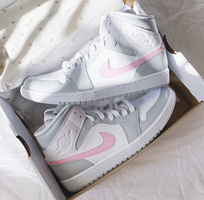 Custom Air Jordan 1 Mid Pink Grey