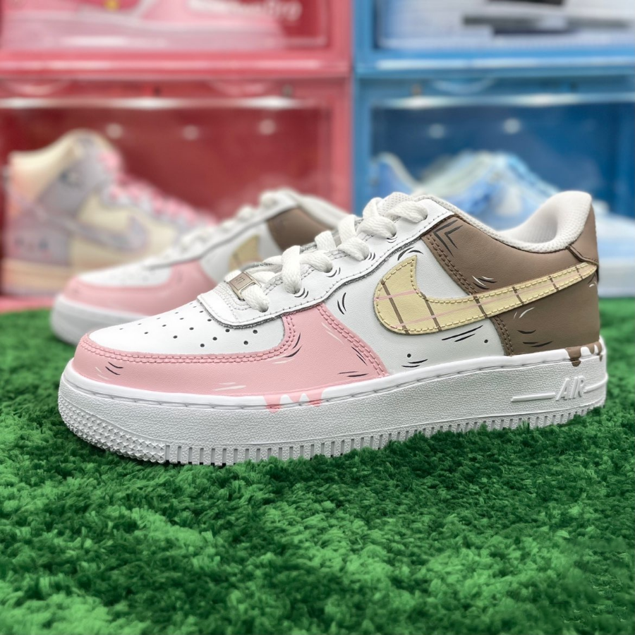 Custom Air Force 1 Drip Pink Brown