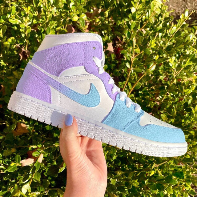 Custom Air Jordan 1 Baby Blue Lilac Omrbe Colorblock💙💜