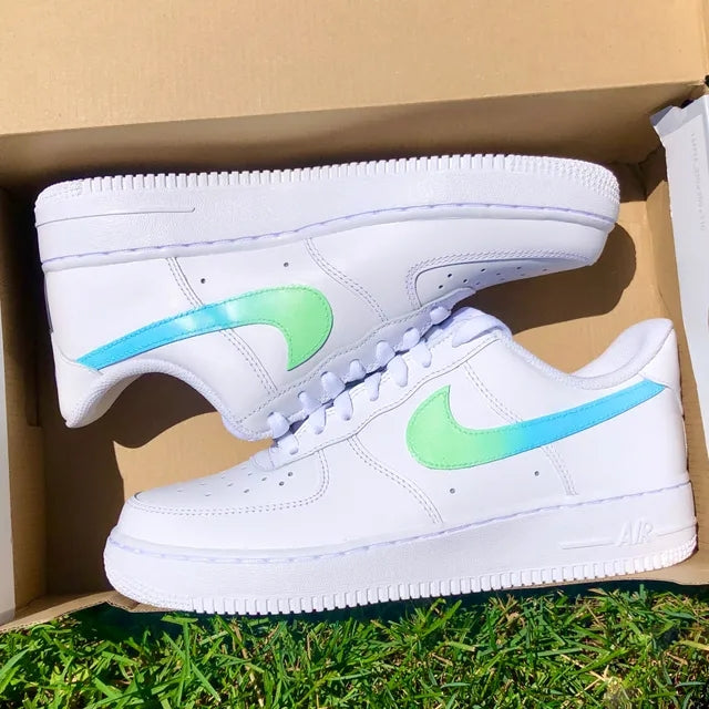 Custom Air Force 1 Green Blue Ombre 🧚🏻