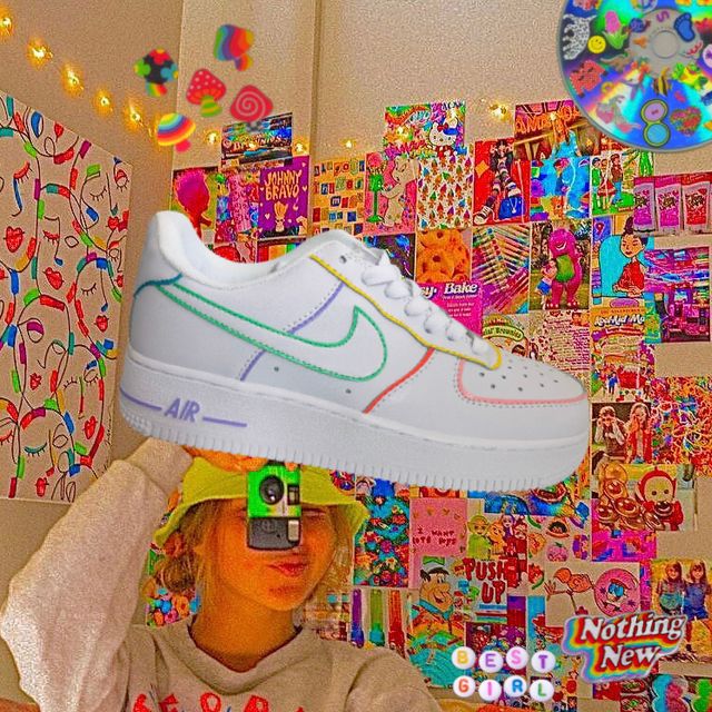 Colorful pastel Vsco kid Air Force 1s