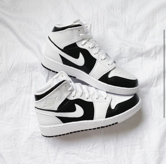 Custom Air Jordan 1 Panda Black White Painted Sneakers