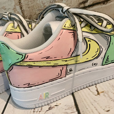 Custom Air Force 1 Pastel Cartoon Cuteness 💗💛💚