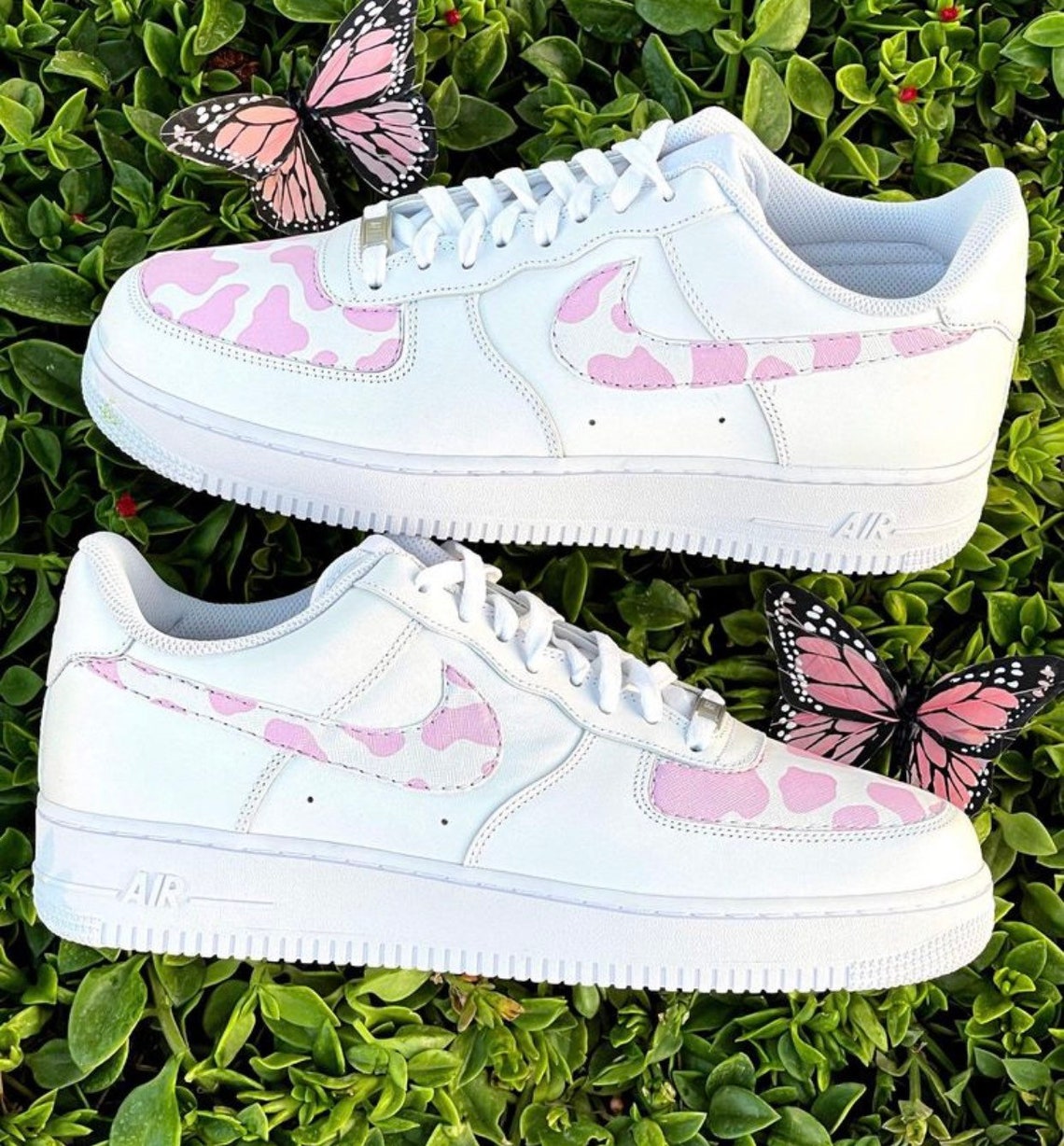 Pink Cow Print Custom Air Force 1s