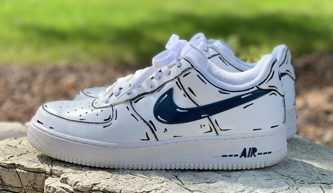 Custom Air Force 1 Mountain Blue Cartoon