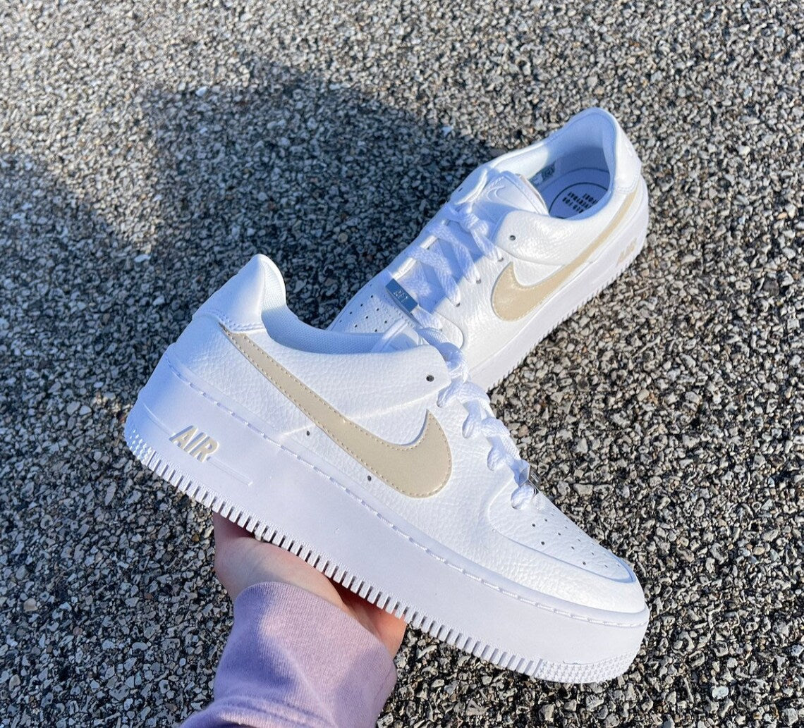 Custom Nike Air Force 1 Sage Low Beige Tan