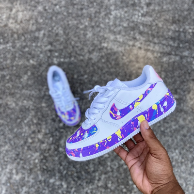 Custom Air Force 1 Purple splatter paint