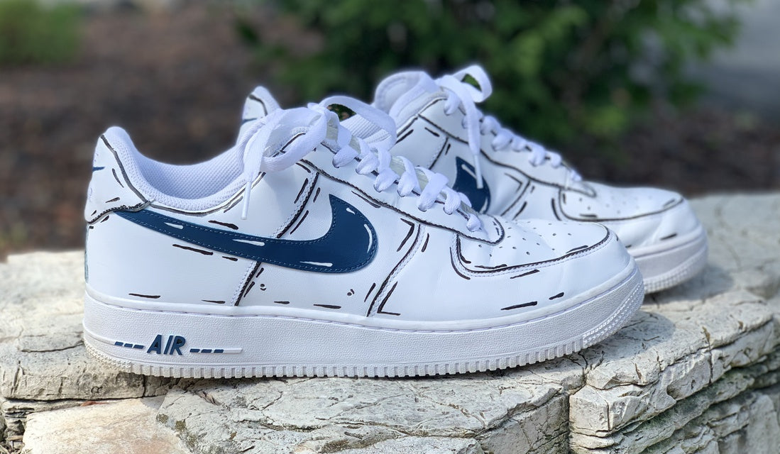 Custom Air Force 1 Mountain Blue Cartoon